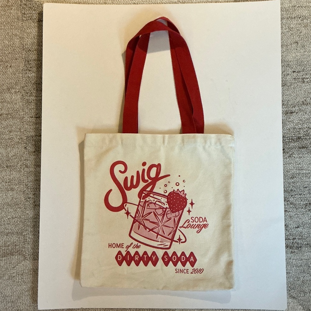 Swig Canvas Tote Bag with Red Handles